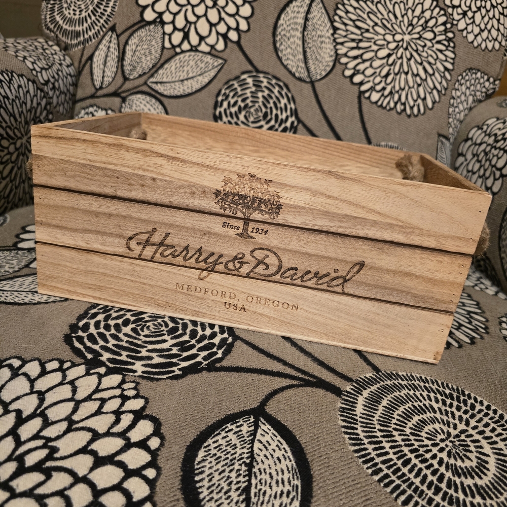 Harry & David Wooden Crate - Natural Brown